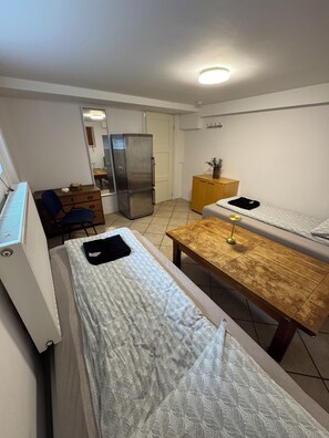 Economy kamer, 2 eenpersoonsbedden, niet-roken | Verduisterende gordijnen, een strijkplank/strijkijzer, gratis wifi