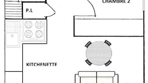 Floor plan - 3-room Apartment in Les Saisies for 6 People (Hauteluce)