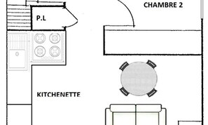 Floor plan - 3-room Apartment in Les Saisies for 6 People (Hauteluce)