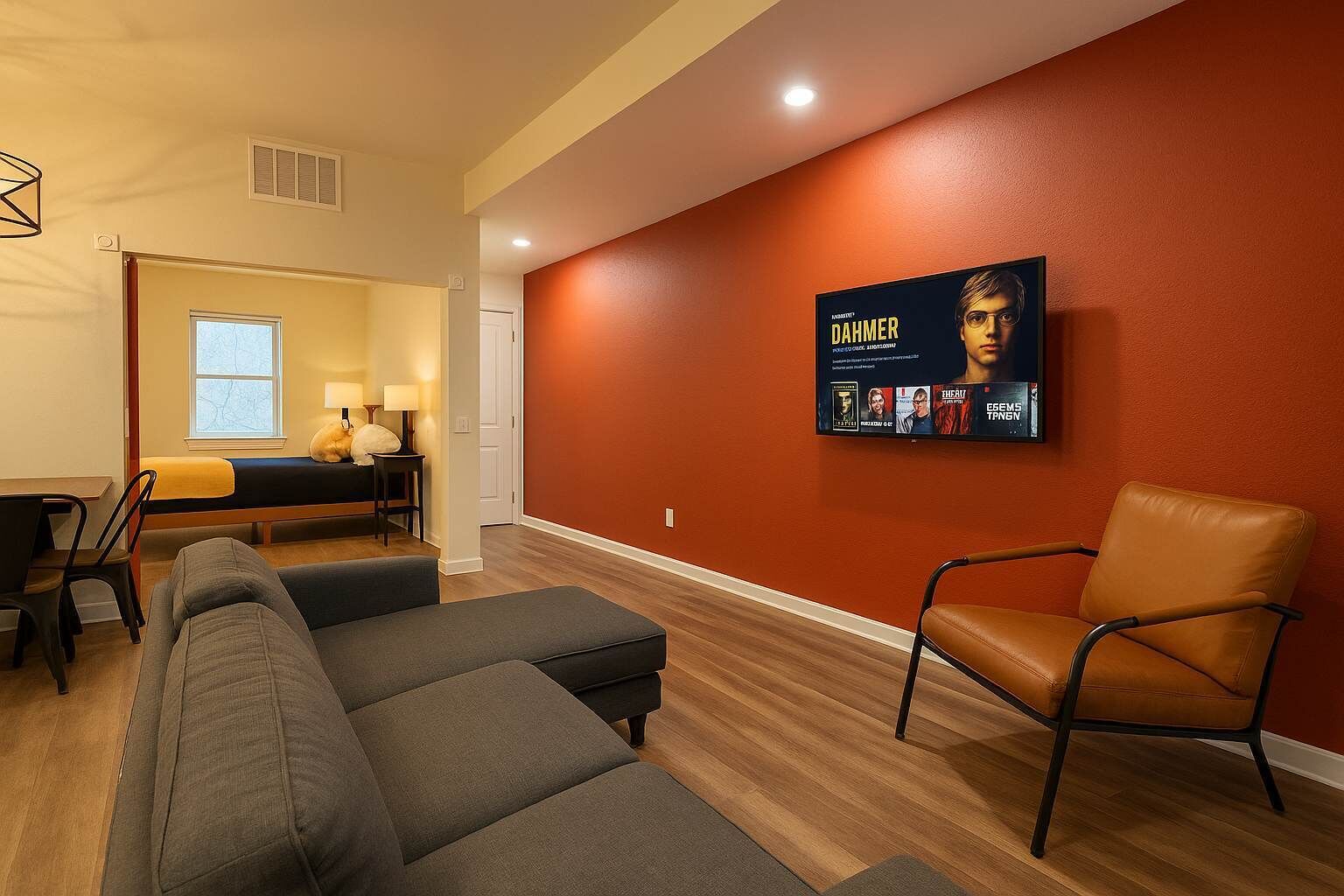 TV, fireplace, offices