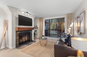 TV, fireplace - 1BR + Sofabed | Gables | Epic Village Location | Secure Parking | Forest Views (Whistler)