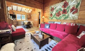 Living area - 4-room Chalet + Cabin, Sleeps 6 to 8, Megeve (Megeve)