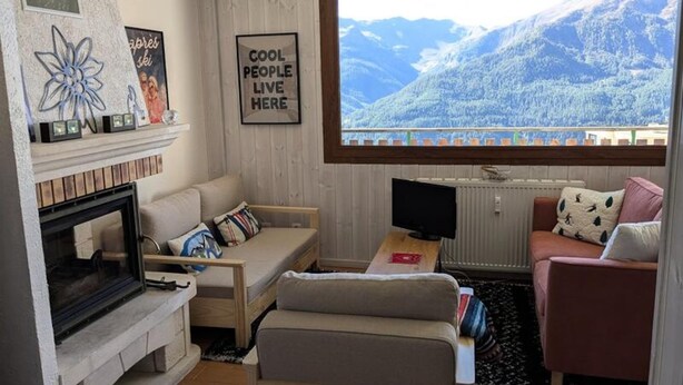 Living area - Three-room Apartment for 6/7 People With a Breathtaking View Facing South (Orcieres)