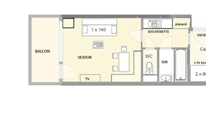 Floor plan - Studio Apartment With Sleeping Alcove in Les Saisies, Sleeps 5 (Hauteluce)