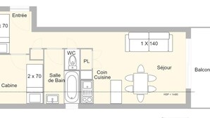 Floor plan - Studio Apartment in Les Saisies for 6 People (Hauteluce)