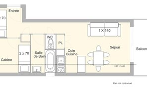 Floor plan - Studio Apartment in Les Saisies for 6 People (Hauteluce)