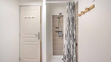 Hair dryer, towels, toilet paper