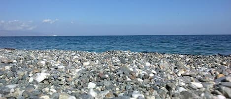 On the beach, beach umbrellas