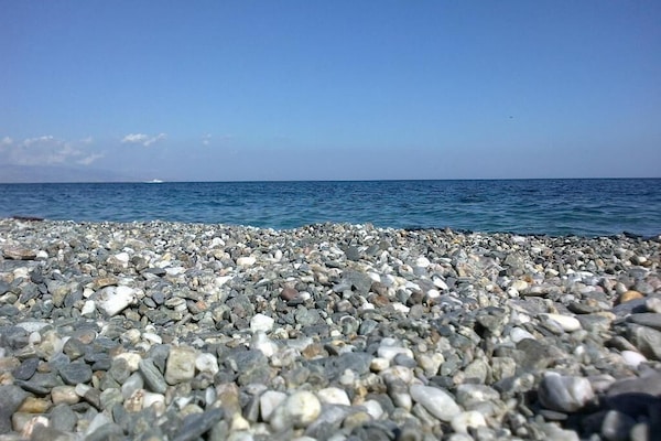 在海滩、海滩遮阳伞