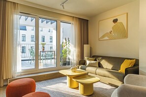 公寓, 2 間臥室, 城市景 | 客廳 | 55 吋平面電視連有線電視頻道