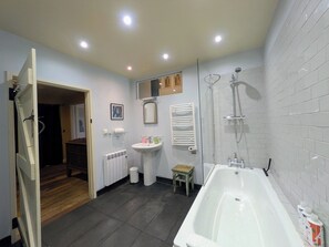 Eco-friendly toiletries, hair dryer, towels, soap