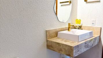 Shower, towels, toilet paper