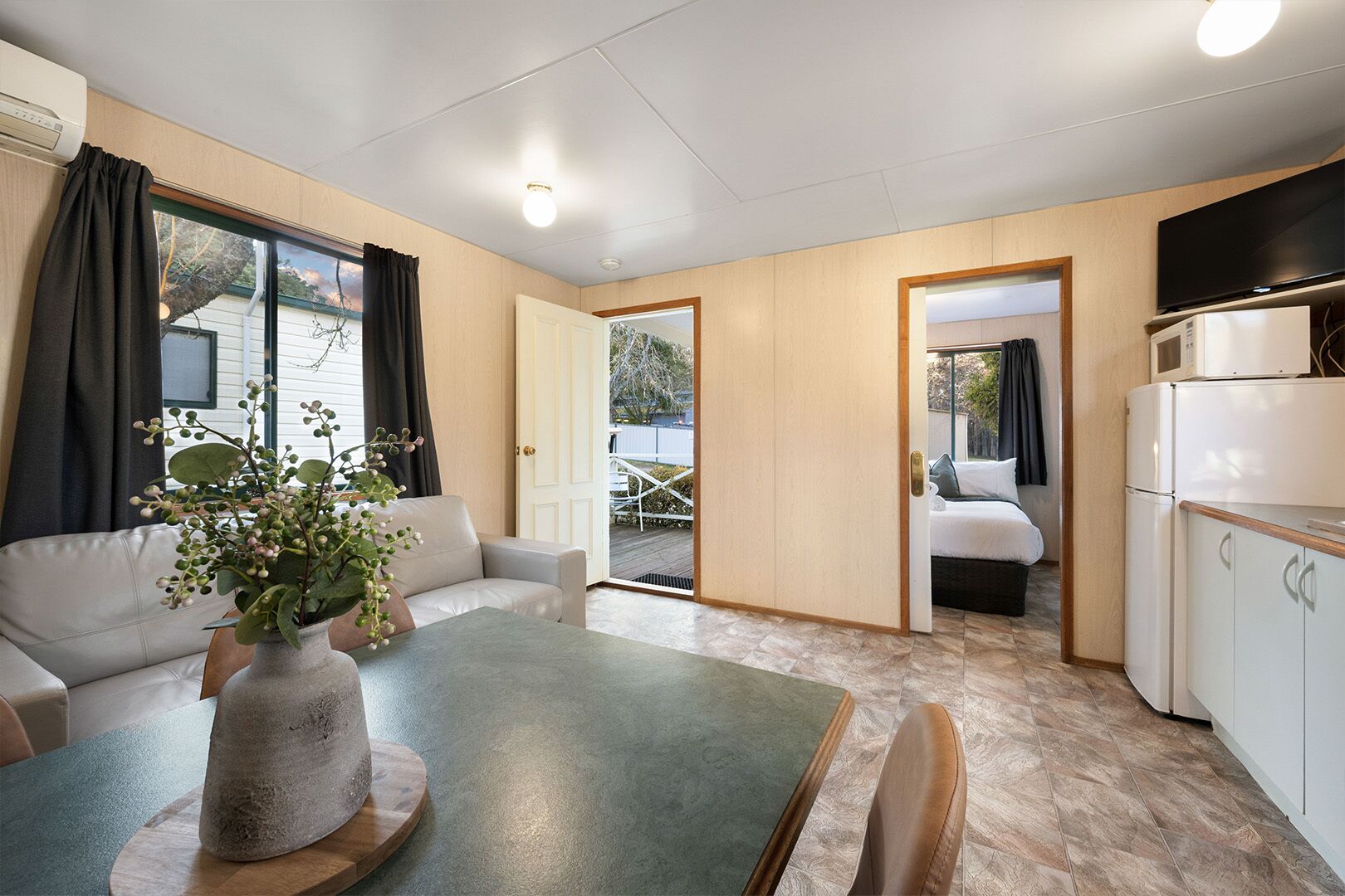 Cabin, Balcony, Mountain View | Living area | TV