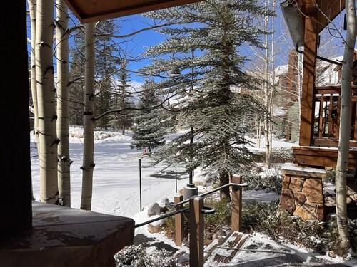 Perfect private & spacious river front w fireplace seconds to hot-tub & bus stop