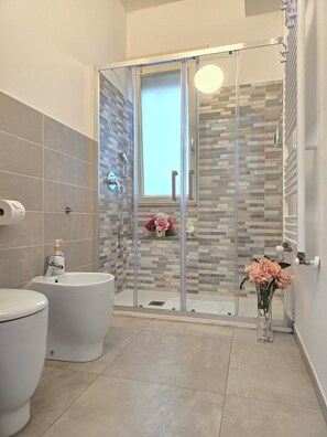 Dusche, Haartrockner, Bidet, Handtücher