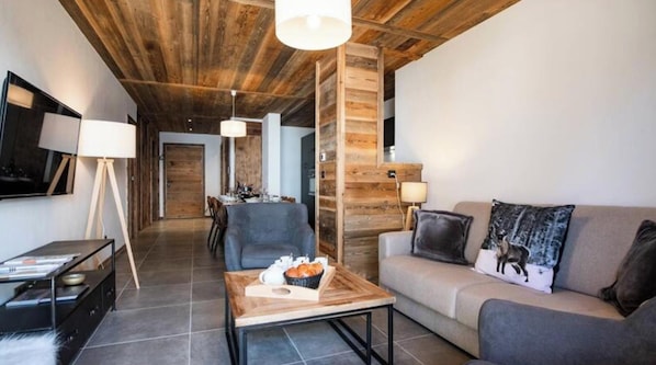 Living area - Marmotte 4 - New Apartment Opposite the Chairlift (Bonneval-sur-Arc)