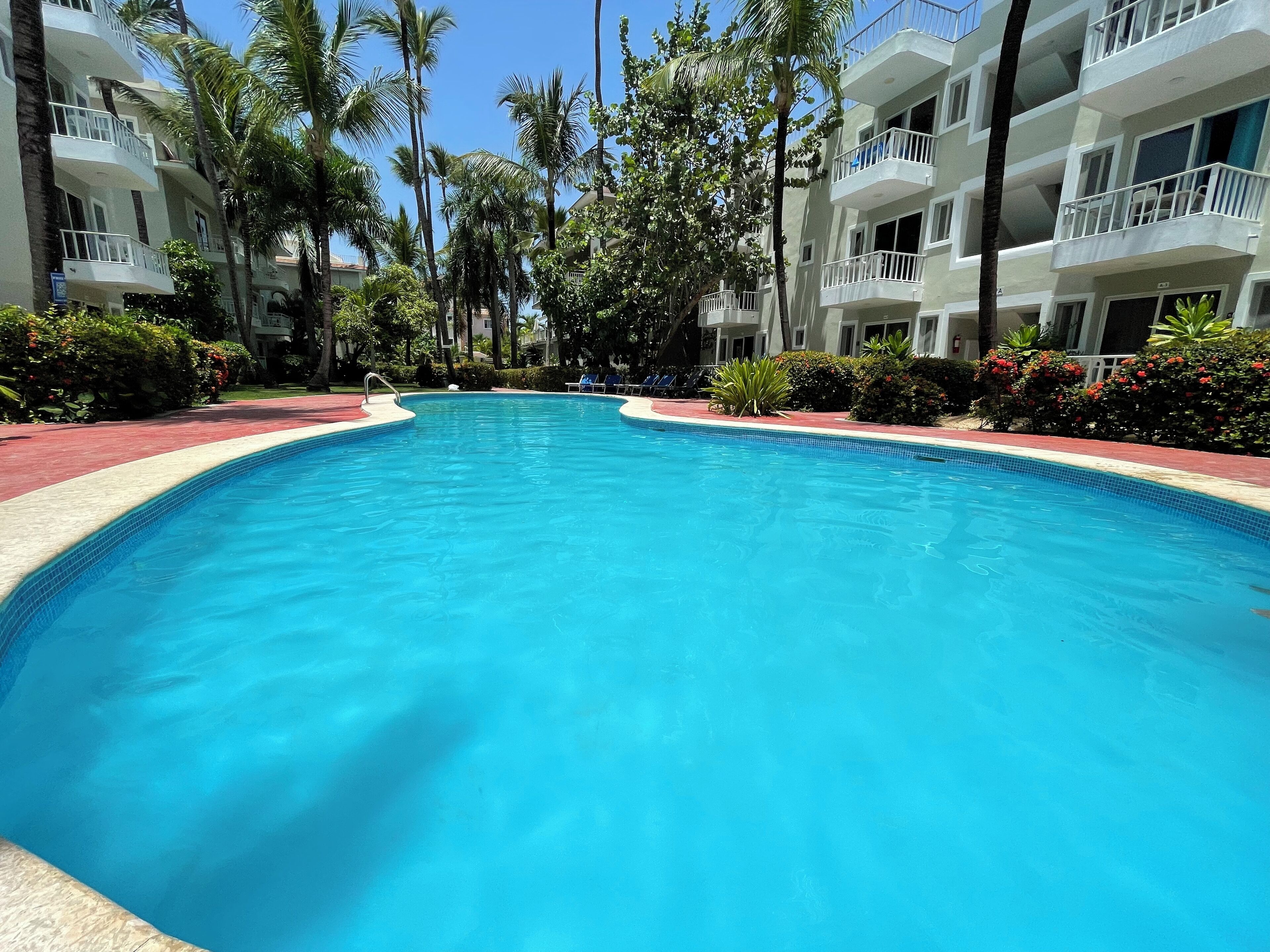 Outdoor pool, open 7:00 AM to 7:00 PM, pool umbrellas, pool loungers