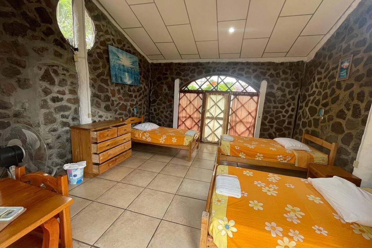 Down duvets, laptop workspace, bed sheets