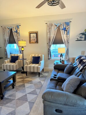 Smart TV, fireplace - Brand new built 2025 double porch house views over Chincoteague Channel (Chincoteague)