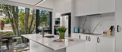 Kühlschrank, Mikrowelle, Ofen, Herdplatte