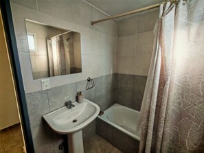 Hair dryer, towels, toilet paper