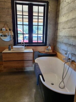 Shower, soap, toilet paper