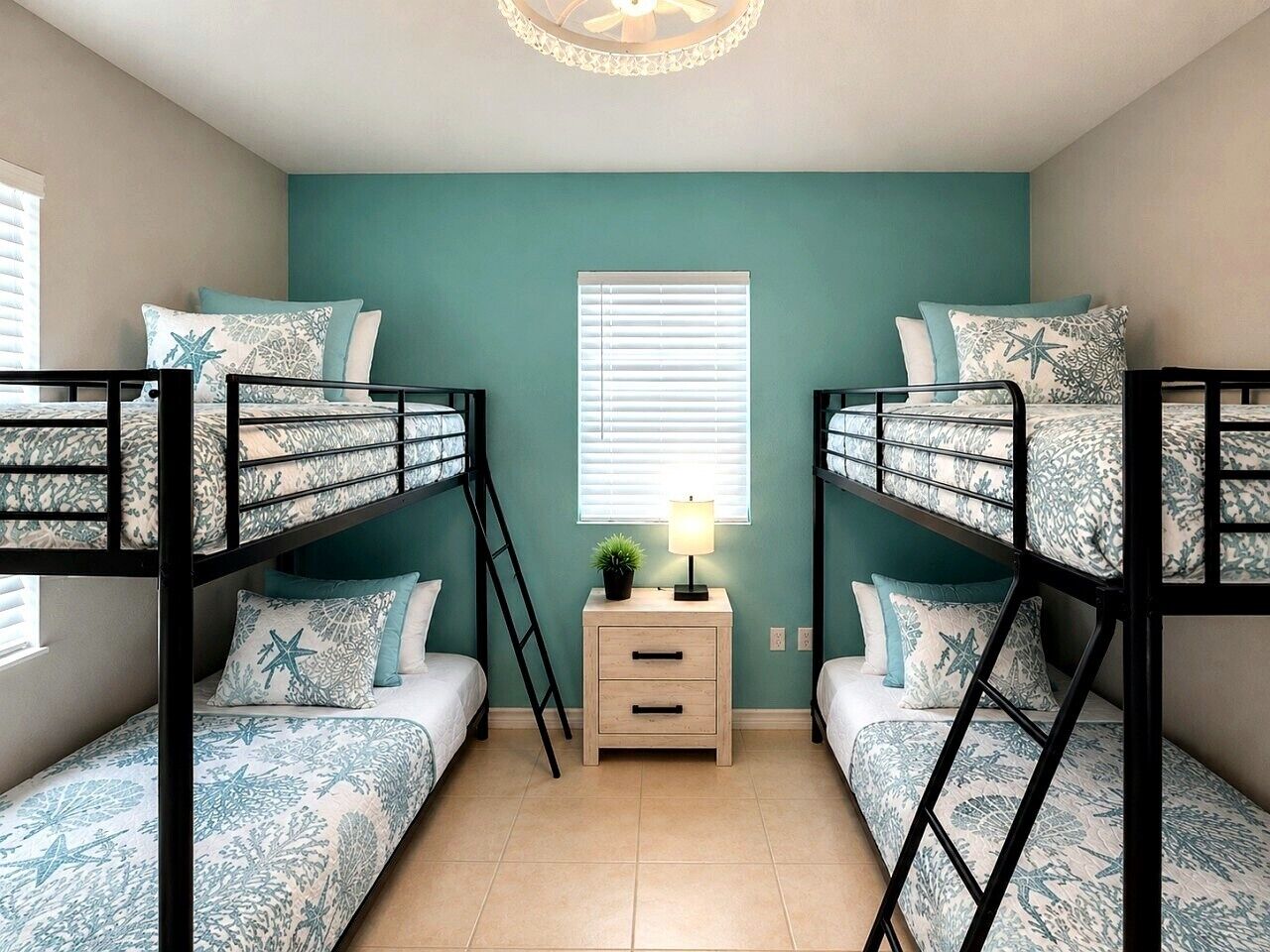 4 bedrooms, desk, iron/ironing board, travel cot