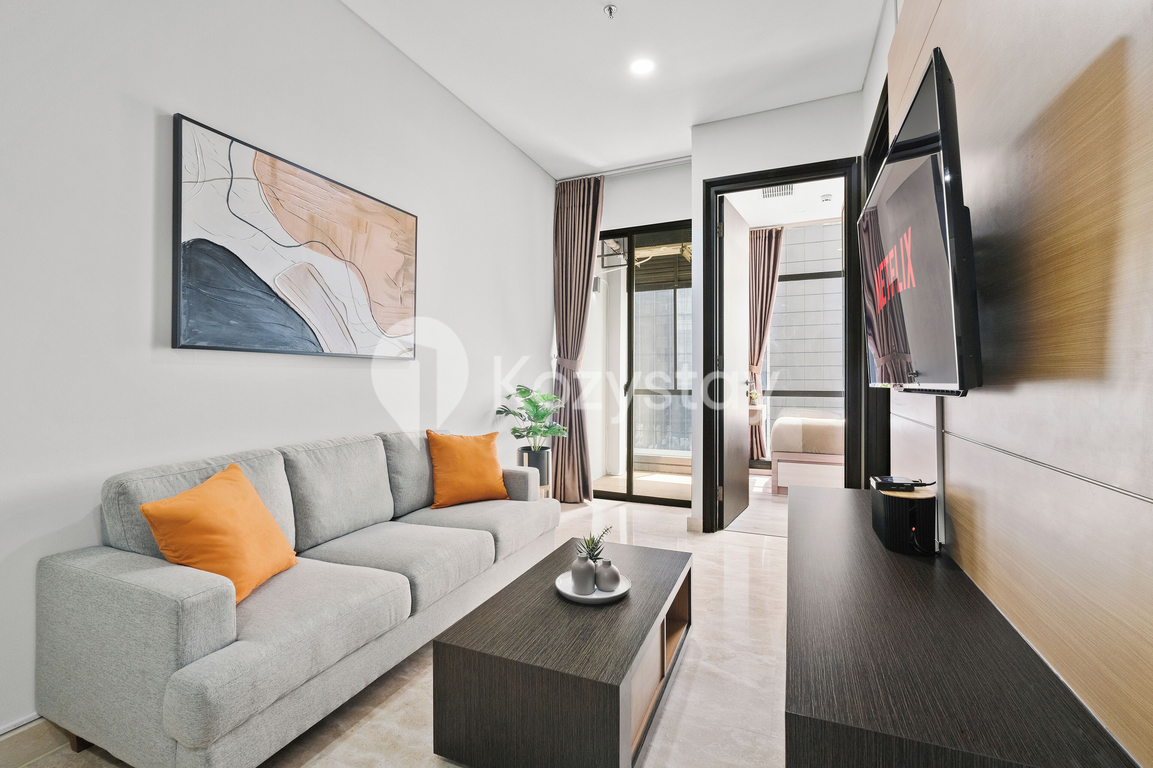 Appartamento, 3 camere da letto, vista città | Area soggiorno | Smart TV 50 pollici con canali via cavo, Netflix, servizi in streaming