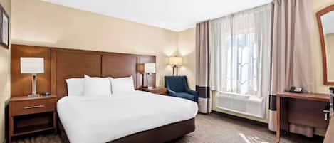 Habitación individual estándar, 1 cama King size, acceso para personas con movilidad reducida | Tabla de planchar con plancha y wifi gratis