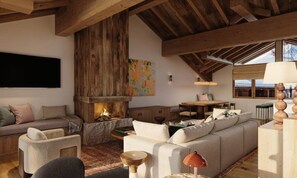 Fireplace - New Apartment 300m From the Slopes (Les Belleville)