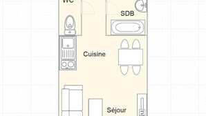 Floor plan - Studio Apartment in Les Saisies for 4 People (Hauteluce)