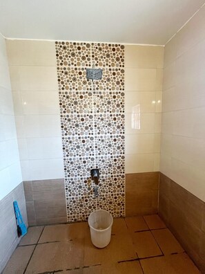 Shower, towels, soap, shampoo