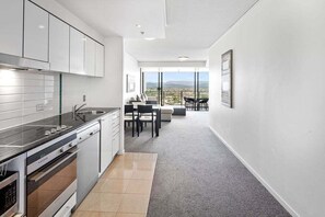 Fridge, microwave, oven, stovetop - City & Hinterland Views – 1BR Retreat in Sierra Broadbeach (Gold Coast)