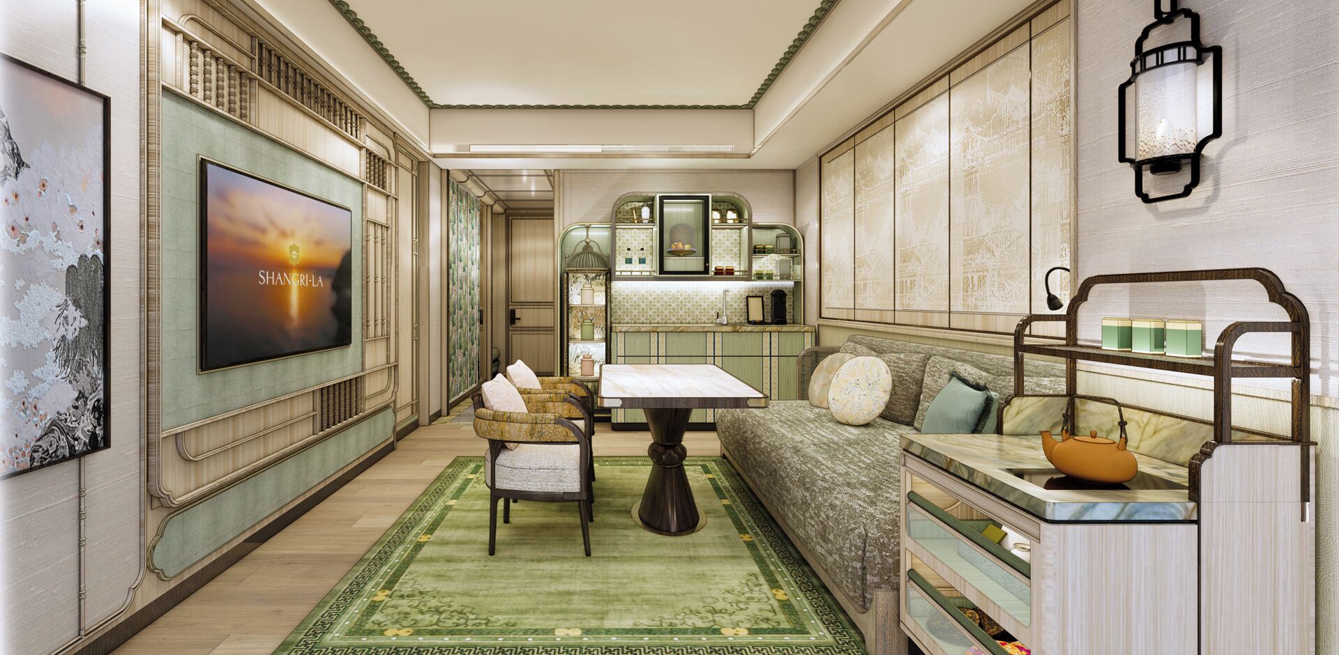 ห้องพรีเมียร์สวีท, เตียงคิงไซส์ 1 เตียง (Horizon) | บริเวณนั่งเล่น | ทีวีจอแอลซีดี 50 นิ้ว พร้อมช่องเคเบิล