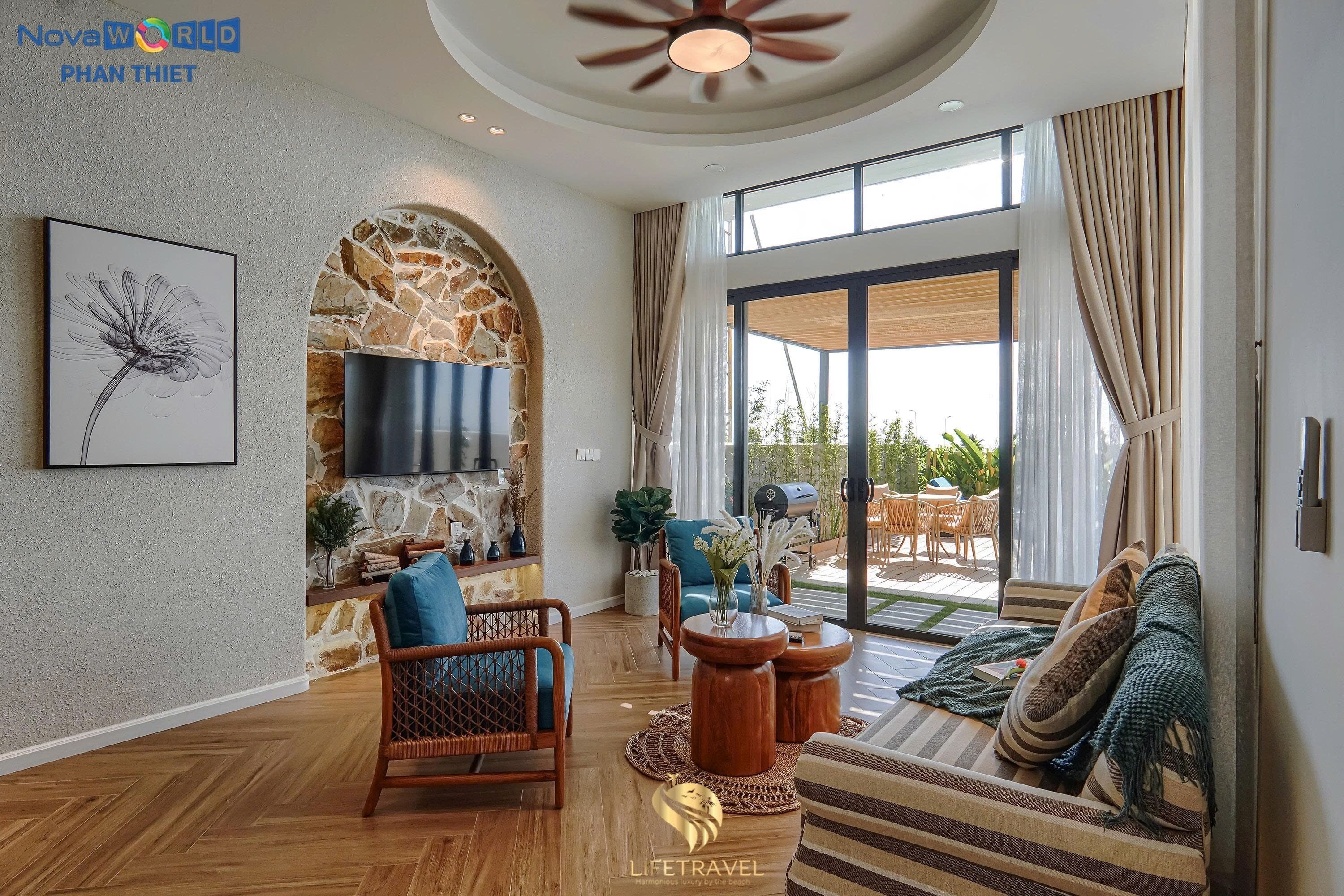 Deluxe Villa, 3 Bedrooms, Pool View | Living area | 65-inch LED TV with cable channels, streaming services