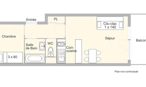 Floor plan - 2-room Apartment in Les Saisies for 5 People (Hauteluce)