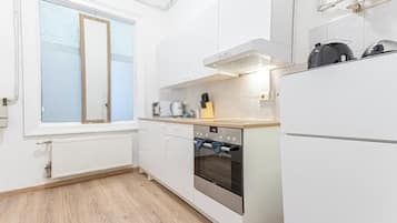 Basic Apartment | Private kitchen | Fridge, microwave, oven, stovetop