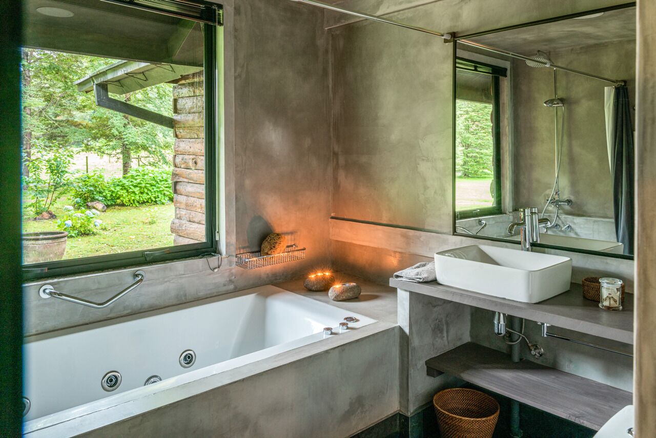 Shower, jetted tub, hair dryer, towels