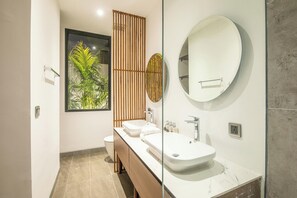 Secador de cabelo, toalhas de banho