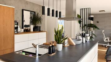 Fridge, oven, stovetop, dishwasher