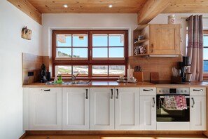 Fridge, oven, stovetop, dishwasher - Apartment 'Hirtebube' with Shared Garden, Balcony, and Wi-Fi (Lenzkirch)