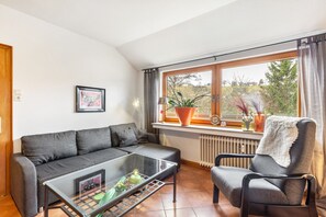 TV, fireplace, stereo - Apartment 'Fewo Am See' with Lake View, Shared Terrace and Wi-Fi (Olsberg)