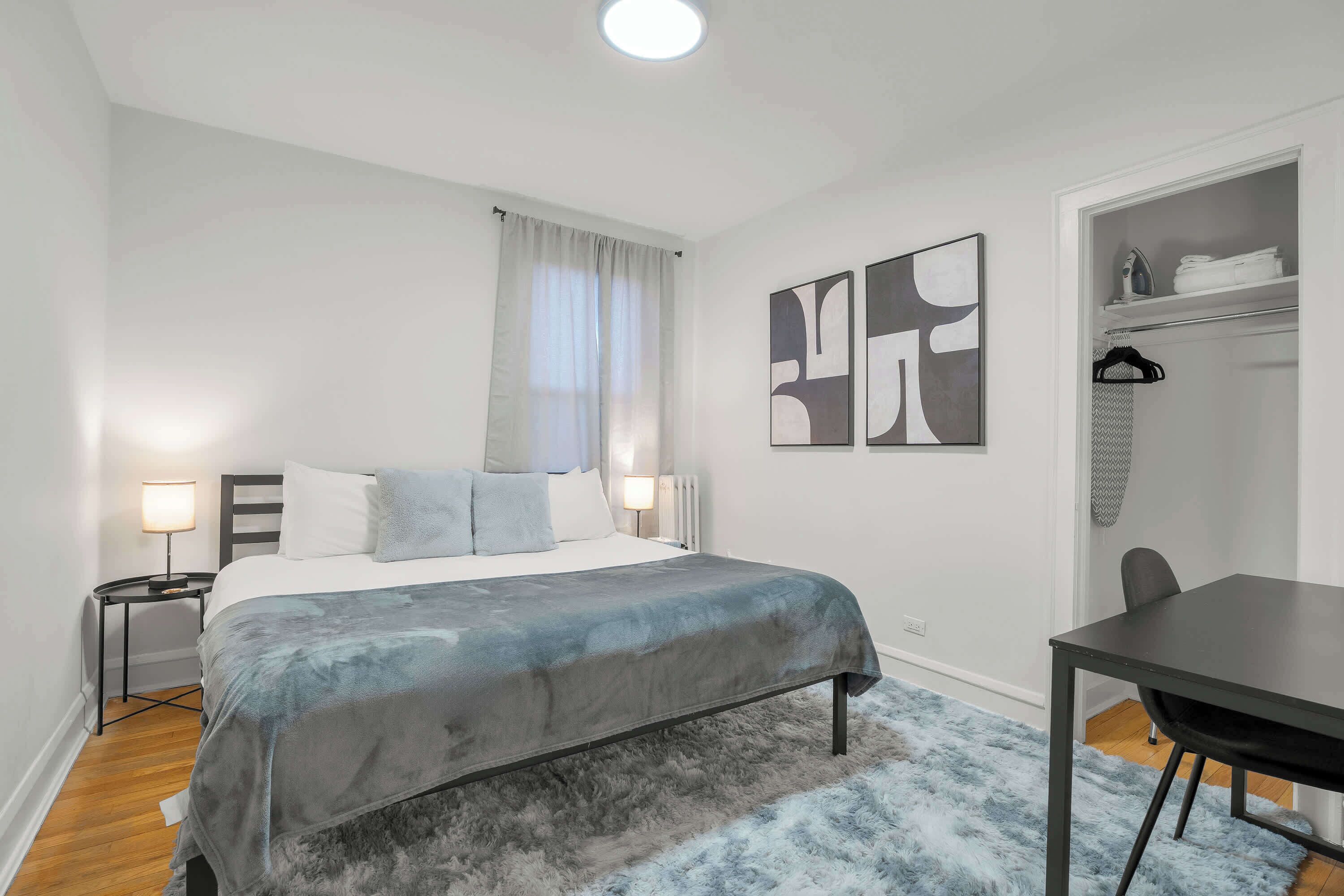 Iron/ironing board, travel crib, WiFi, bed sheets