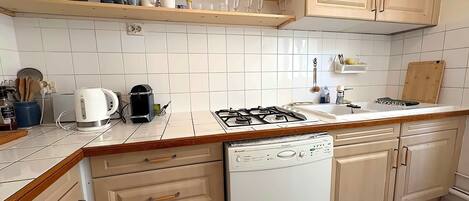 Kühlschrank, Mikrowelle, Herdplatte, Geschirrspüler