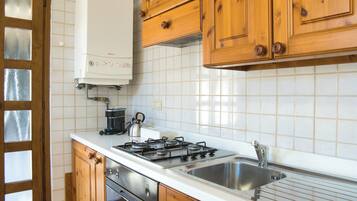 Fridge, oven, stovetop, coffee/tea maker