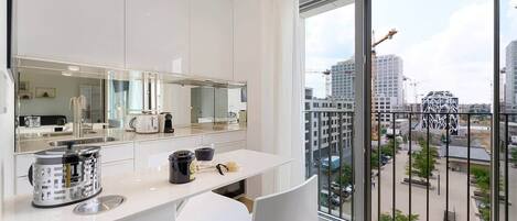 Fridge, microwave, dishwasher, toaster