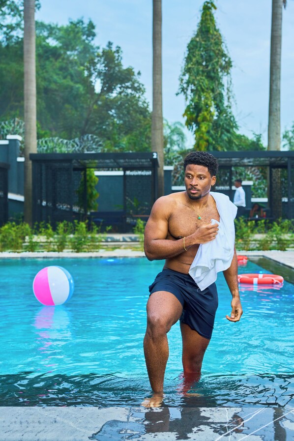 Outdoor pool, open noon to 8:00 PM, free pool cabanas, pool umbrellas - Aurum on Missouri (Abuja)