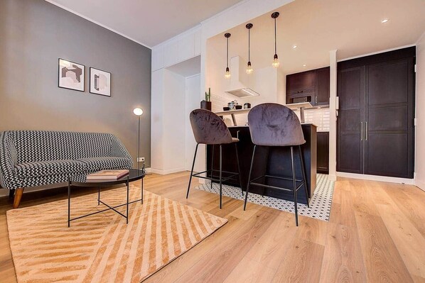 Living area - 1-Bedroom Apartment with a Glass Roof, Downtown (Luxembourg)