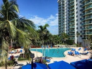 Pool - Sunny Isles ocean-view 1BR: balcony, pool + gym, steps to beach (Sunny Isles Beach)