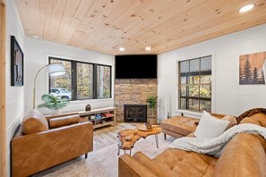 TV, fireplace - Hot Tub-Cold Plunge-Sauna-Climb Zone-Paved Road (Campton)